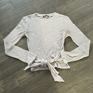 🔥Zara🔥 | Cream ribbed long sleeve with front  tie